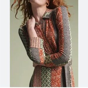 Glamorous Button-up Dress Vibrant Color-block Boho Y2K 70s Retro Medium US 8